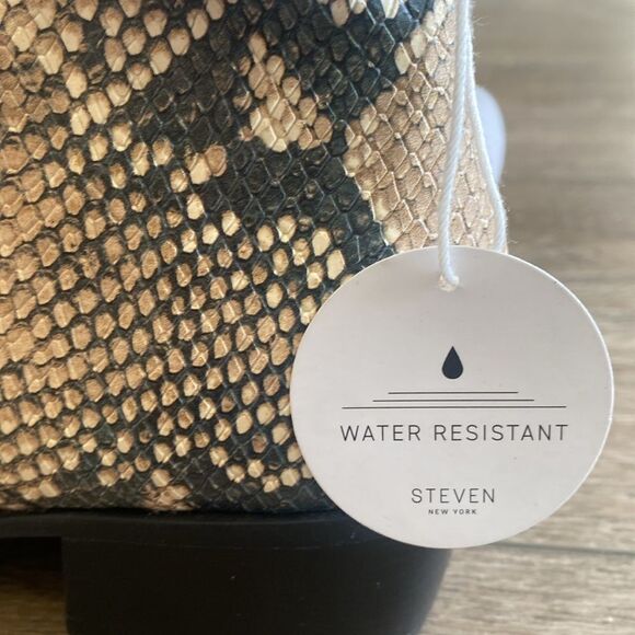 Steven by Steve Madden Snakeskin Print Vegan Faux Leather Waterproof Ankle Boots - Picture 2 of 8